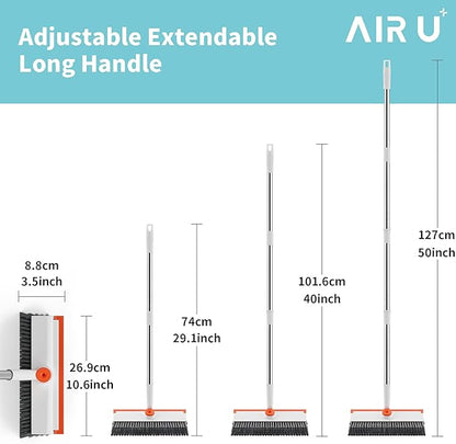 AIR U+ Floor Scrub Brush with Long Handle, 3 in 1 Scrape and Heavy-Duty Stiff - Image 6