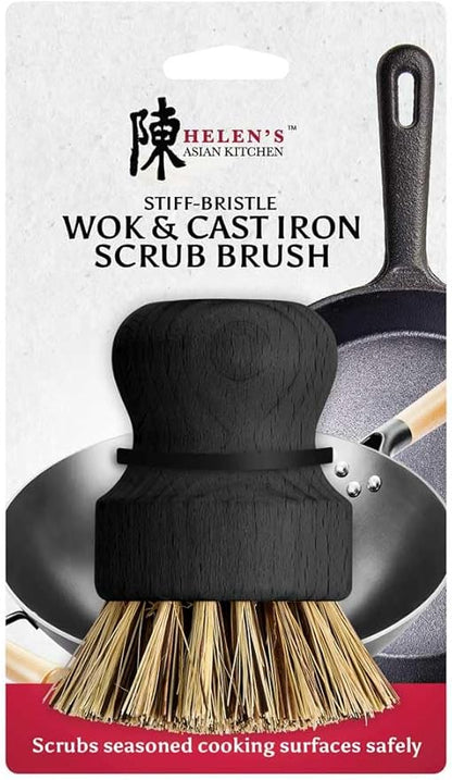 Helen’s Asian Kitchen Wok and Cast Iron Scrub Brush, Natural Stiff-Union - Image 2