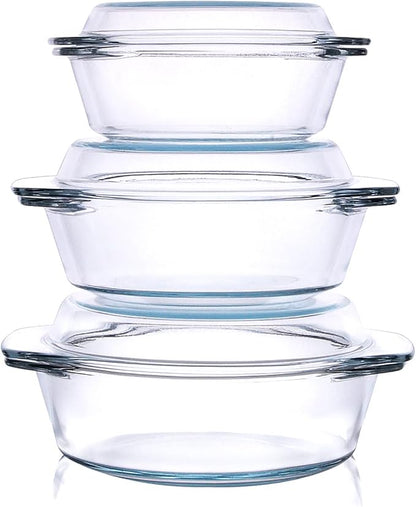 Set of 6 Pieces Round Tempered Glass Casserole Dish by HUSANMP
