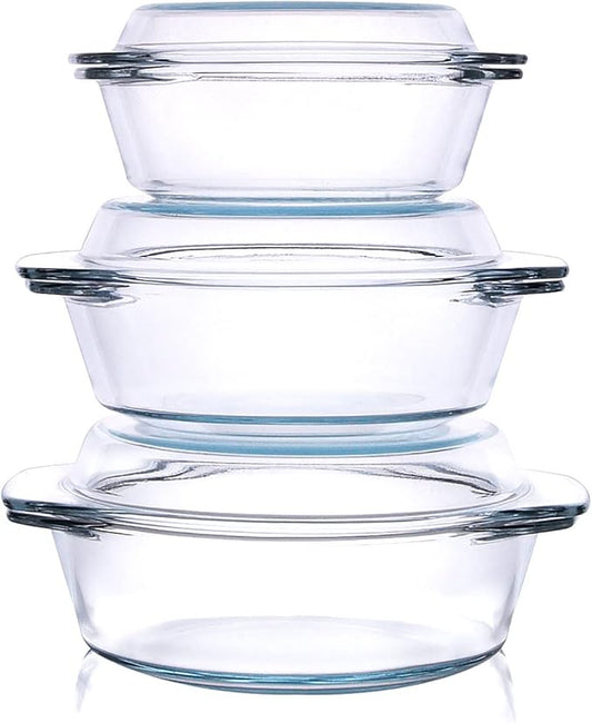 Set of 6 Pieces Round Tempered Glass Casserole Dish by HUSANMP