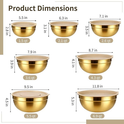 20 PCS Gold Mixing Bowls with Lids Set - Image 4