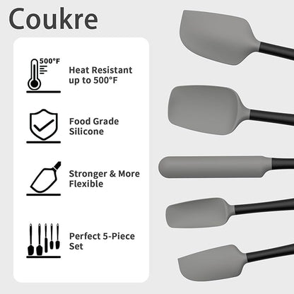 Coukre Silicone Spatula Set of 5, High Temperature Resistant, Food Grade - Image 3