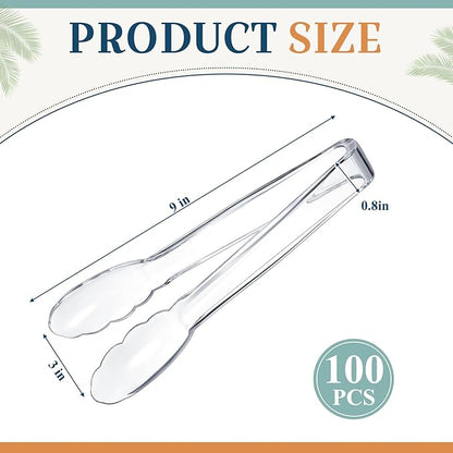 Tessco for you 100 Pcs Plastic Tongs for Serving Bulk, 9 Inch Plastic - Image 2
