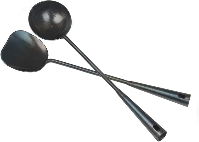 ZhenSanHuan Chinese Traditional HandMade Iron Spatula & Ladle Wok Tool Set by %E8%87%BB%E4%B8%89%E7%8E%AF