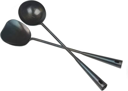 ZhenSanHuan Chinese Traditional HandMade Iron Spatula & Ladle Wok Tool Set by %E8%87%BB%E4%B8%89%E7%8E%AF