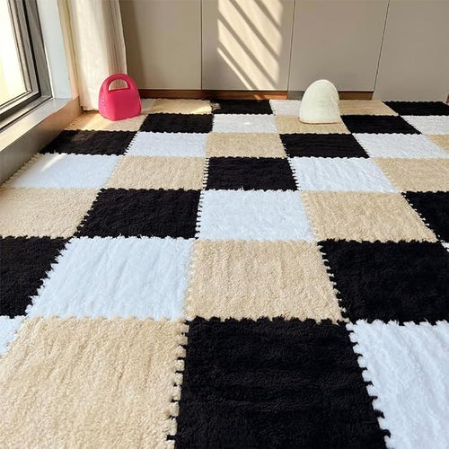 12pcs Carpet Squares Puzzle Floor Mat, Plush Interlocking Carpet Tiles - Image 2