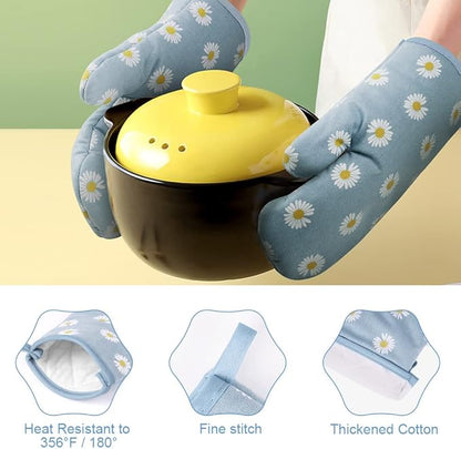 AUAUY Oven Mitts and Pot Holders, 392°F Heat Resistant Cooking Gloves and Hot - Image 3
