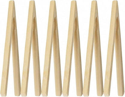 HIC Kitchen Toast Tongs, Natural Bamboo, 6.5-Inches by HIC