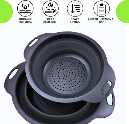 Black Silicone Collapsible Colanders - Image 3