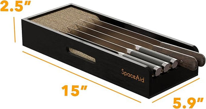 SpaceAid Knife Drawer Organizer Bamboo Insert Dock, Kitchen Steak Knives Holder - Image 5