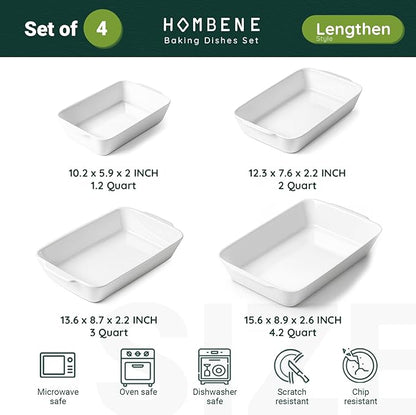 HOMBENE Baking Dish Set for 4, Ceramic Bakeware Sets - Image 2