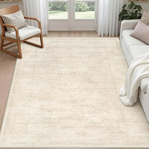 3x5 Area Rugs for Living Room: Vintage Boho Neutral Washable Rug Indoor Soft by Luxturiy