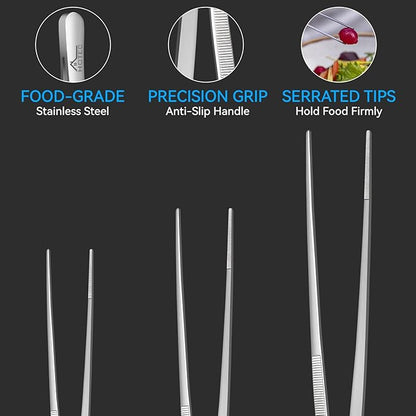 HOTEC Kitchen Tweezers Tongs Stainless Steel Professional Chef Tweezers - Image 6