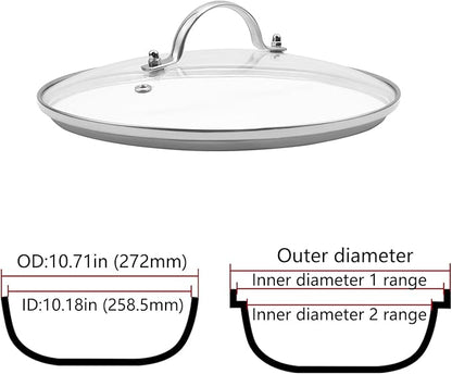 Antrader Tempered Glass Lid, 10.5Inch Cookware Glass Replacement Lid - Image 2