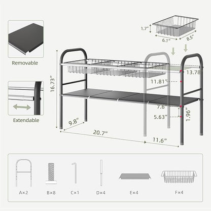 NETEL Under Sink Organizers and Storage, 2 Tier Expandable Under Cabinet - Image 3