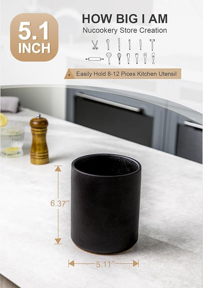 Nucookery Utensil Holder, 6.4" Ceramic Kitchen Utensil Holder - Image 3