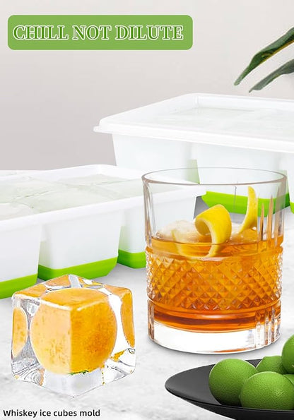 2 INCH Ice Cube Tray with Lid & Bin, Square Large Ice Cube Molds | ice trays - Image 3