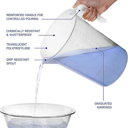 5 Liter Measuring Pitcher 3-Pack | 1.3 Gallon Shatterproof Plastic Large - Image 3