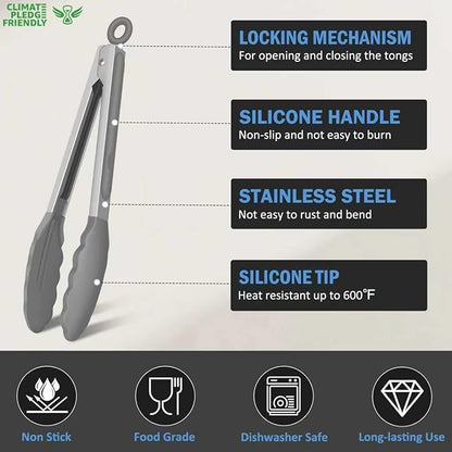 Tongs for Cooking, 600ºF High Heat-Resistant Stainless Steel Kitchen Tongs - Image 3