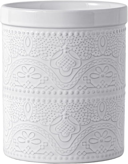 FUN ELEMENTS Kitchen Utensil Holder, 7.2" Super Large Utensil Crock Heavy and by IntoYourHouseOntoYourTable