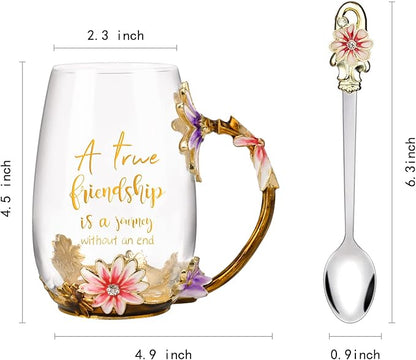 OEAGO Friendship Gifts for Women Best Tea Cup Friend Gifts for Women Flower - Image 2