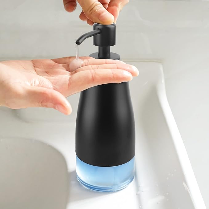 AUMIO Soap Dispenser with Stickers, Stainless Steel Case Glass Liner Hand Pump - Image 5