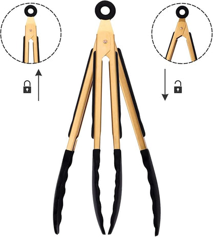 4-Piece Kitchen Food Tongs 7" Mini Silicone Serving Tongs - Image 3