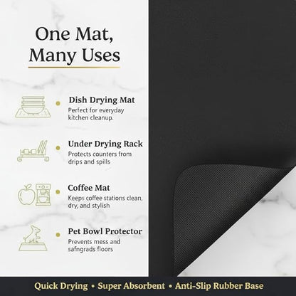 Dish Drying Mat Super Absorbent – 24" x 16" Coffee Mat - Image 3