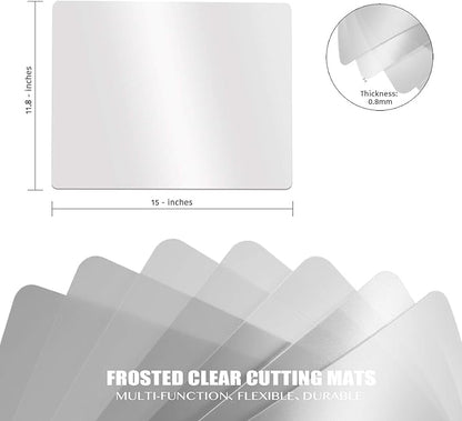 Fotouzy Plastic Cutting Board Set of 7, Frosted Clear Flexible Cutting Mats - Image 2