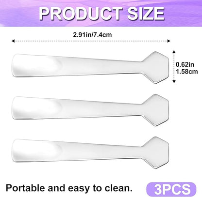Pndeyo 3pcs Mini Stainless Steel Makeup Spatula, Reusable Cosmetic Cream - Image 2