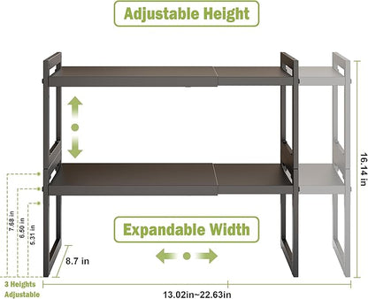 DOLALIKE Expandable Kitchen Countertop Organizer, Stackable Cabinet Shelf - Image 2