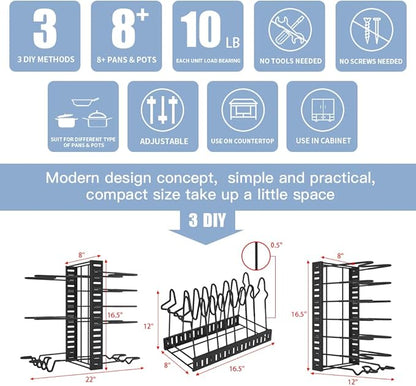 Felibeaco Adjustable Pots and Pans Organizer Rack - Image 3