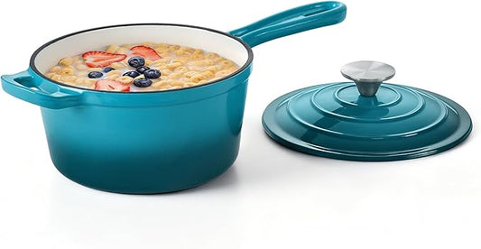 Homikit Cast Iron Sauce Pan, 2 Quart Enameled Cast Iron Saucepan by Homikit