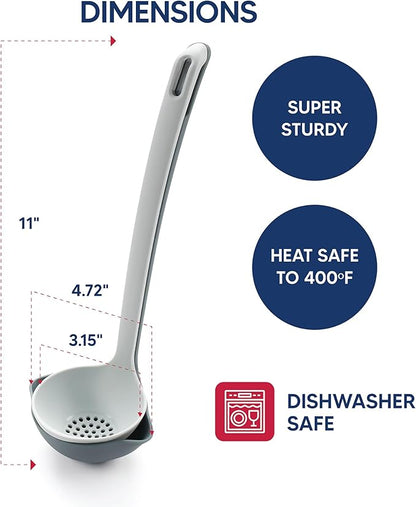 HIC Kitchen 2-in-1 Straining Ladle, Super Strong and Heat Safe - Image 4