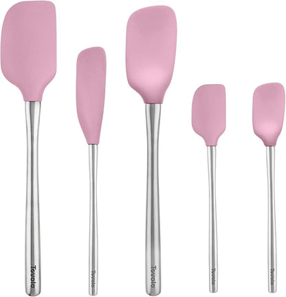 Tovolo Stainless Steel Handled Silicone Spatula Set of 5 Pink Sorbet, by Tovolo