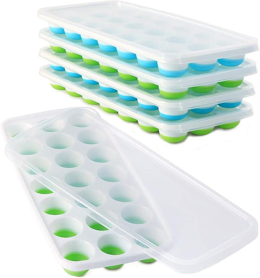 Ice Cube Trays with Lids BPA Free, 4 Pack Easy Release Silicone Ice Cube Trays by Select4U