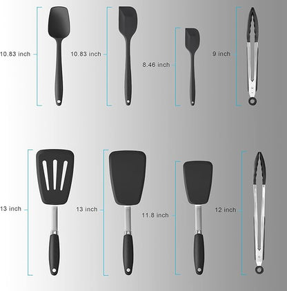 Silicone Spatulas Set Turners Tongs Cooking Utensils Set High Heat Resistant - Image 2