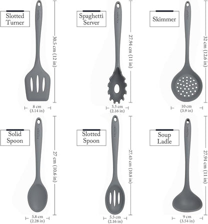 Culinary Couture Grey Silicone Kitchen Utensils Set of 6, Non-Stick - Image 3