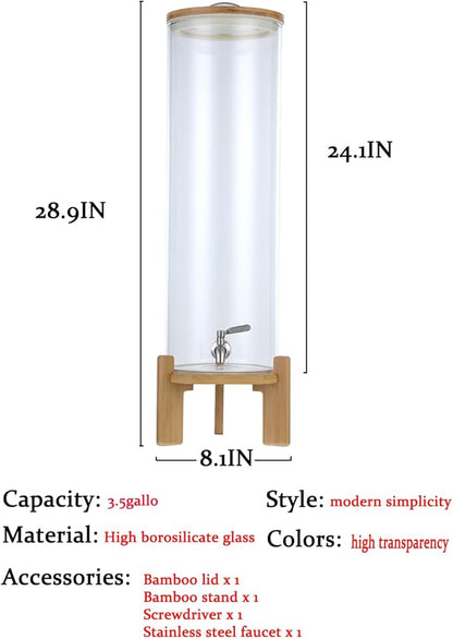 Beverage Dispenser, 4.1 Gallon Glass Drink Dispenser - Image 3