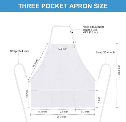 Jubatus 2 Pack 3 Pockets 100% Cotton Adjustable Bib Apron Chef Kitchen Cooking - Image 6