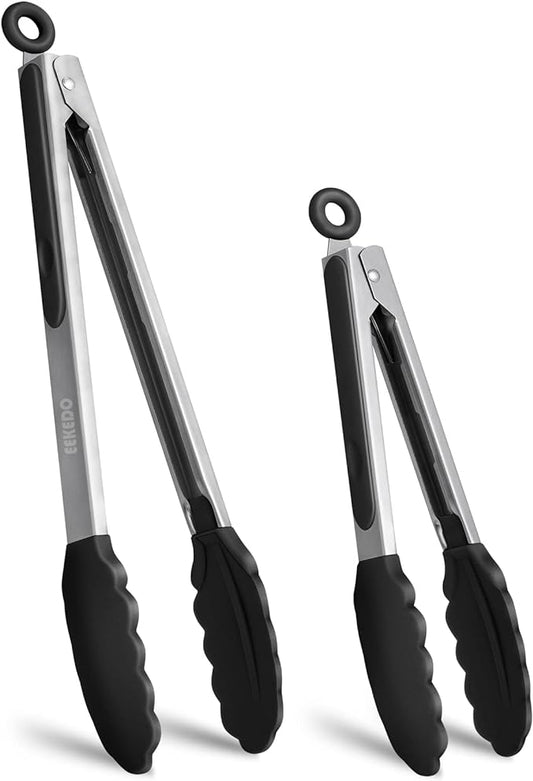 Tongs for Cooking, 600ºF High Heat-Resistant Stainless Steel Kitchen Tongs by EEKEDO