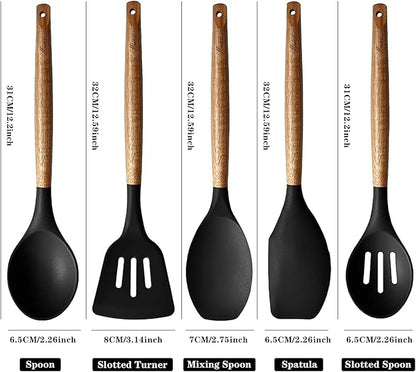 Kitchen Utensils Set, Silicone Cooking Utensils Set, Non-Stick Silicone Spatula - Image 4