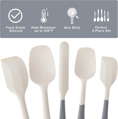 Silicone Spatula Set, 5 Piece Food Grade Rubber Spatulas - Image 3