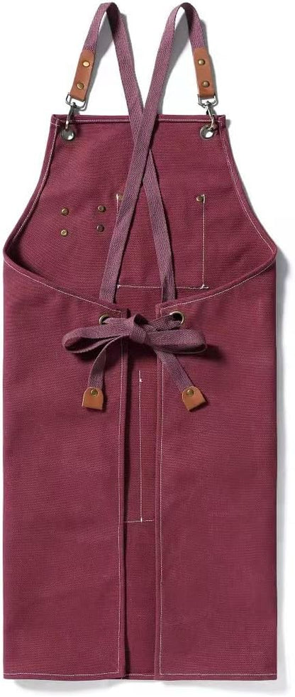 Tosewever Canvas Cross Back Chef Cotton Aprons - Image 3