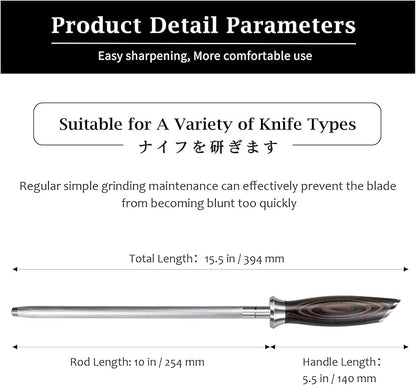 HOSHANHO Honing Rod, 10 Inch Professional Kitchen Knife Sharpener Rod, Japanese - Image 4