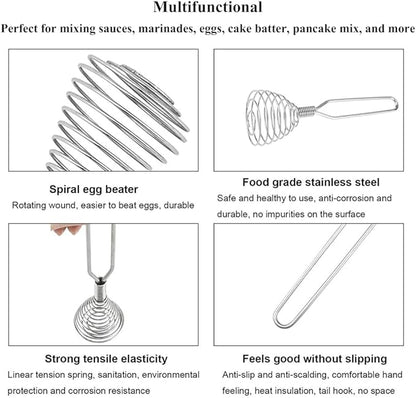 Stainless Steel Spring Coil Whisk 1 Pack, Wire Whip Egg Beater, Kitchen - Image 4