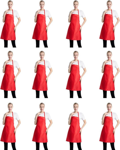 Total 12 PCS Plain Red Bib Apron by TSDSTORY