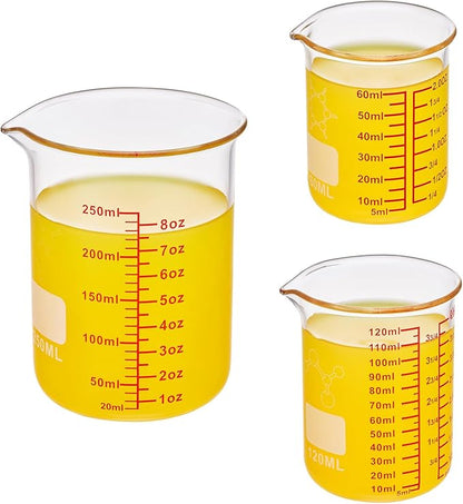 Ackers Mini Glass Measuring Beaker Set, Borosilicate, 2oz 4oz 8oz Measuring Cups - Image 7
