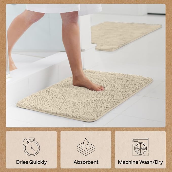 GORILLA GRIP Bath Rug Mat 44x26, Thick Soft Absorbent Chenille, Quick Dry - Image 7