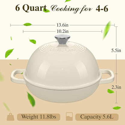 Enameled Round Cast Iron Bread Oven, 6 Qt Cast Iron Dutch Oven - Image 8